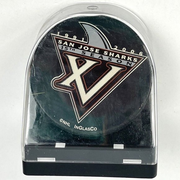 SJ Sharks 15th Season Commemorative Puck w/Display 1991-2006 NHL Hockey San Jose - Picture 1 of 8